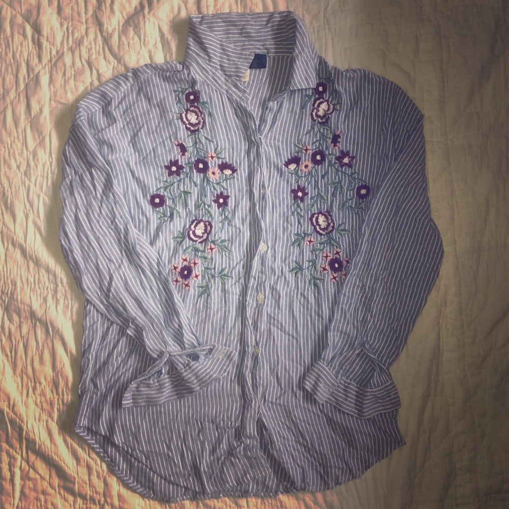 Blue Rain® Floral Button-Up Blouse
